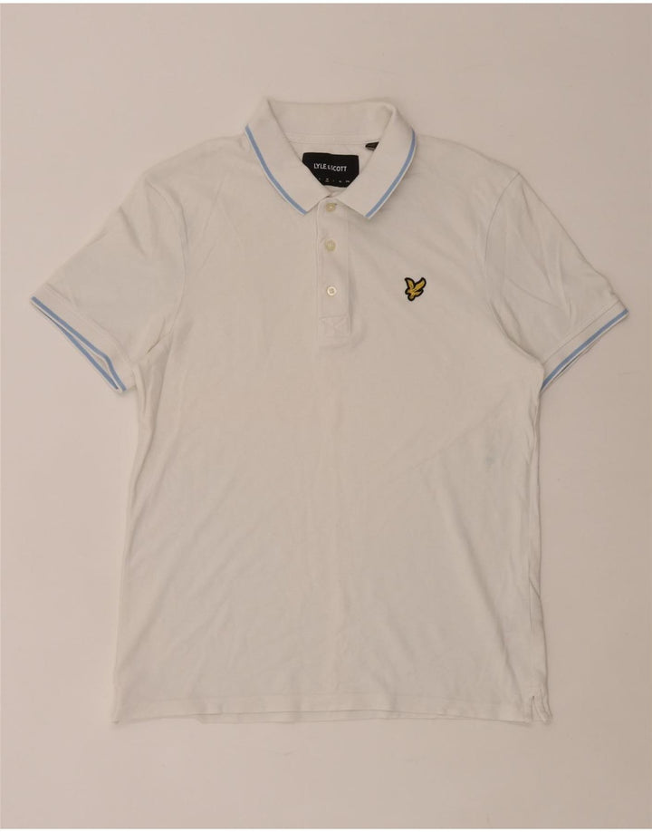 Camisa polo masculina Lyle & Scott de algodão branco médio