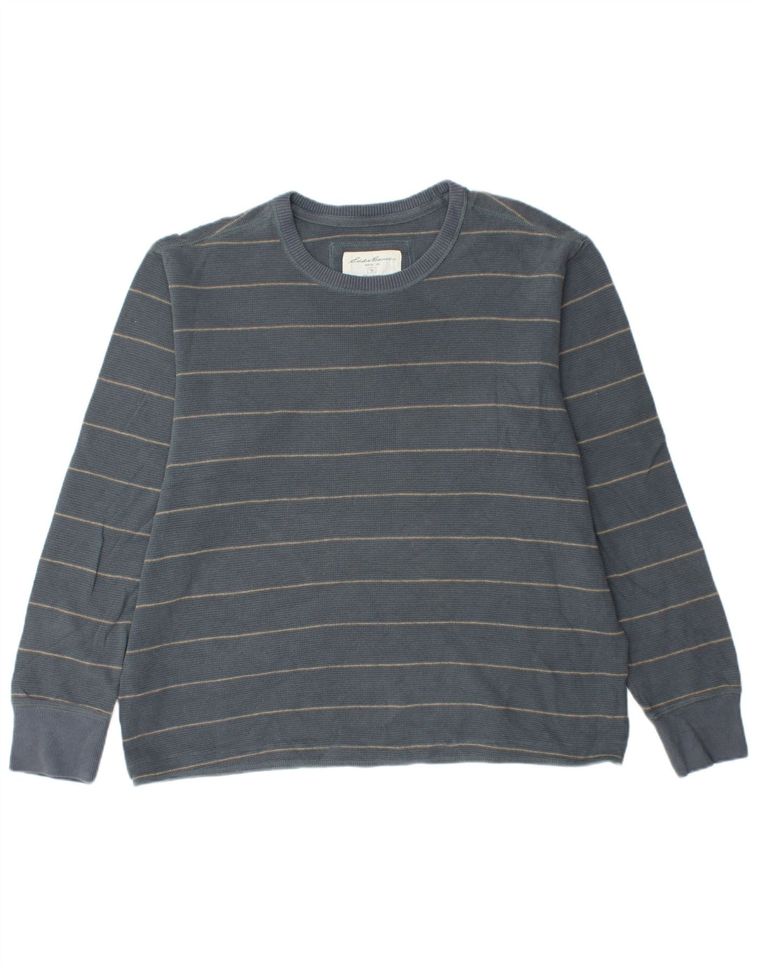 EDDIE BAUER Top masculino manga comprida XL algodão listrado azul