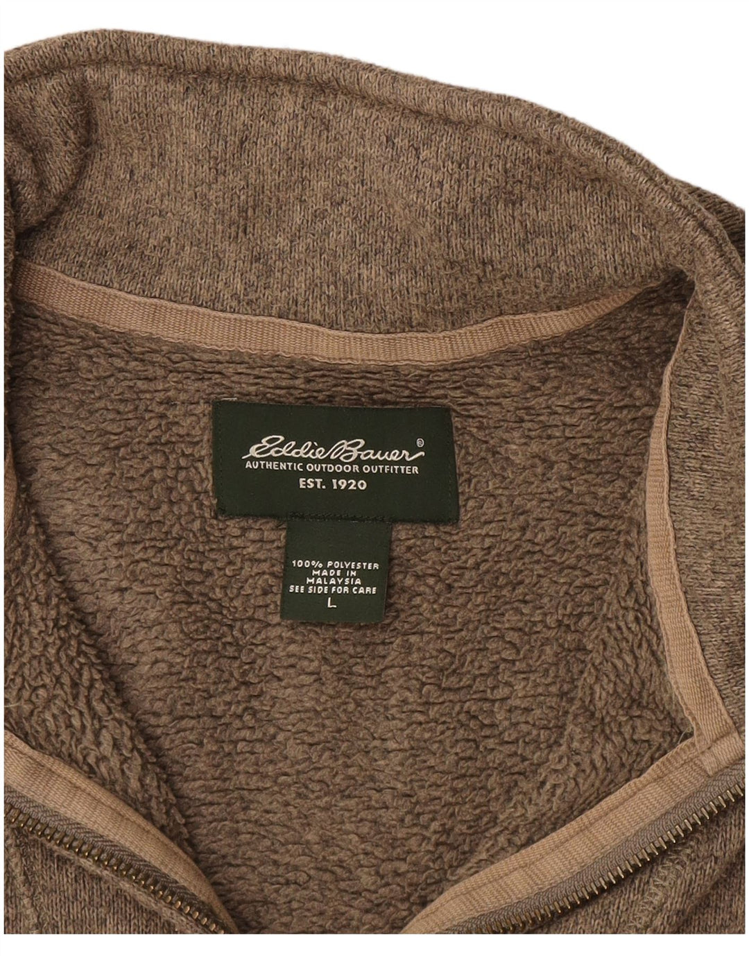 EDDIE BAUER Suéter masculino com zíper e gola grande poliéster marrom