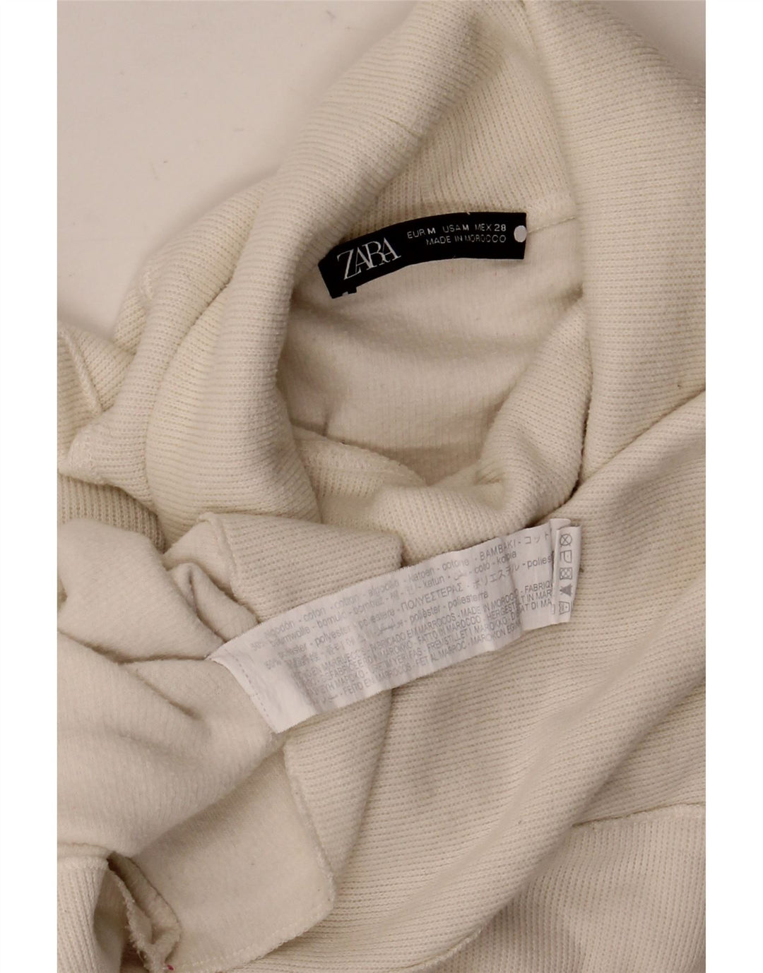 Zara Womens Oversized Crop Top Manga Longa Reino Unido 14 Médio Algodão Branco