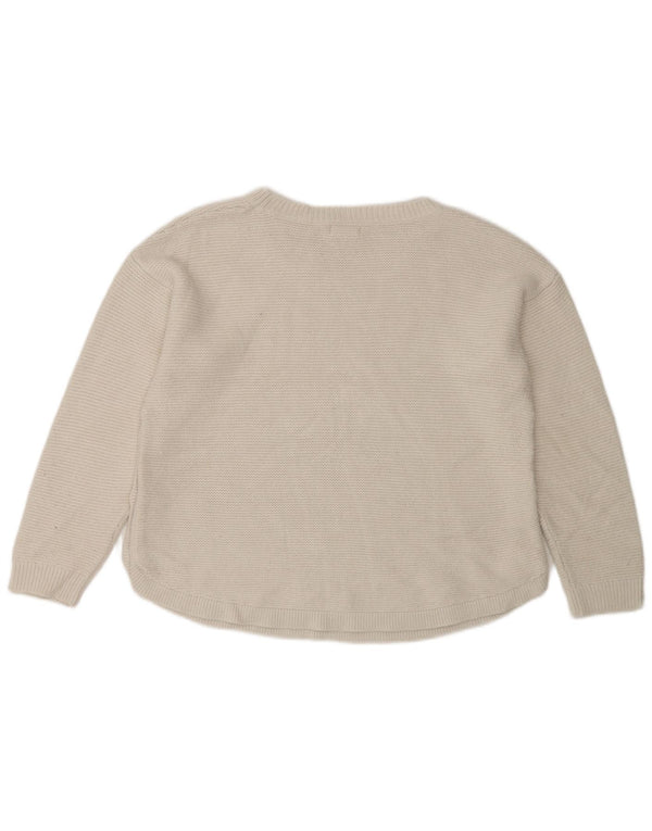 Suéter feminino Fat Face com gola de barco e acrílico branco médio UK 12