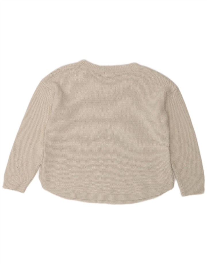 Suéter feminino Fat Face com gola de barco e acrílico branco médio UK 12