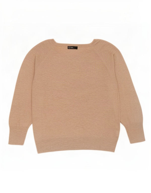 Zara Suéter feminino oversized com gola canoa Reino Unido 14 viscose bege médio
