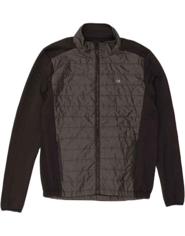 Calvin Klein Jaqueta masculina de agasalho grande de nylon preto