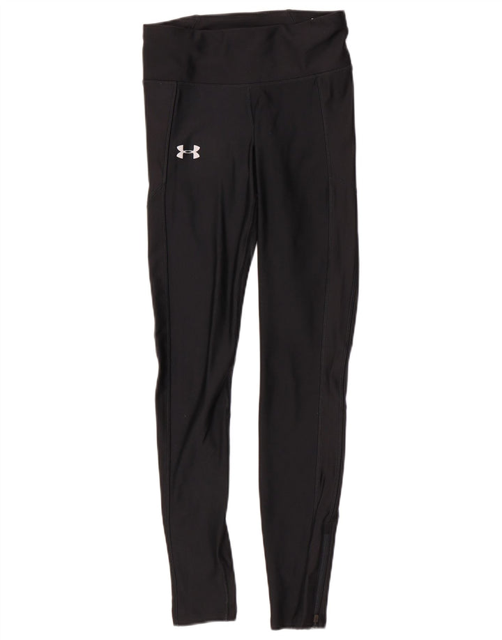 Leggings de compressão femininas Under Armour UK 10 esportes pequenos de poliéster preto