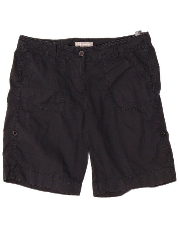 Shorts chino feminino Marks & Spencer Reino Unido 14 grande W34 algodão preto