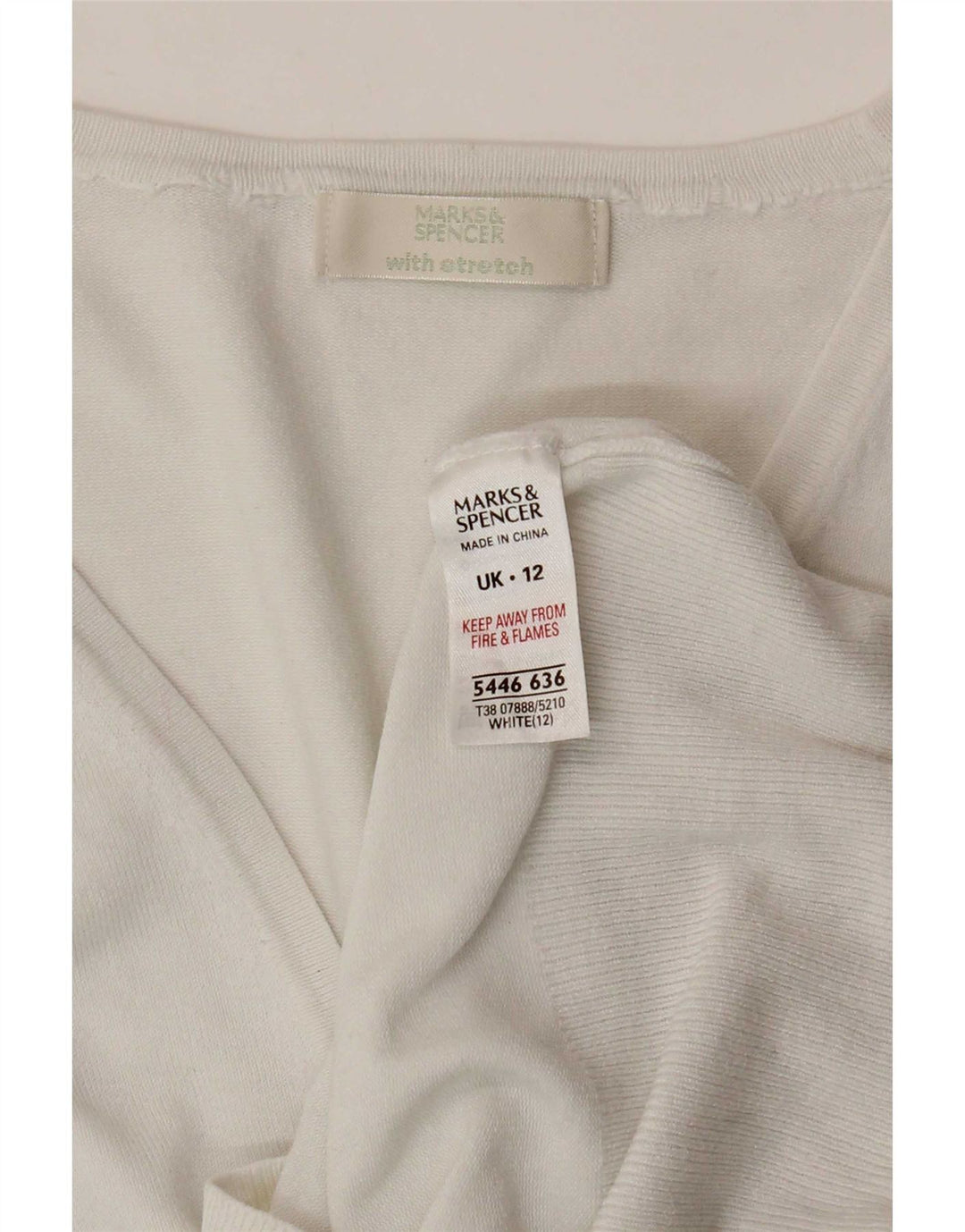 Suéter cardigã feminino Marks & Spencer manga 3/4 Reino Unido 12 médio branco