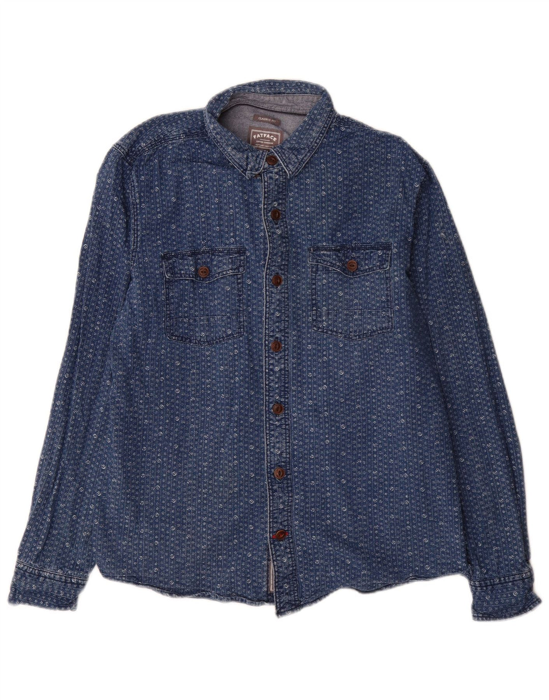 Camisa jeans masculina Fat Face Classic Fit algodão floral azul médio