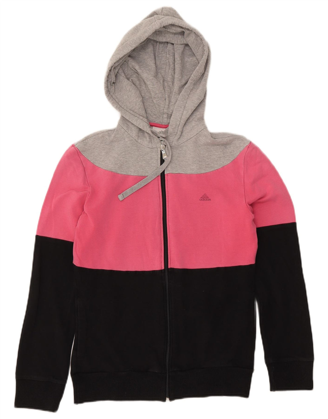 ADIDAS Womens Zip Hoodie Sweater UK 12 Médio Multicolorido Colourblock