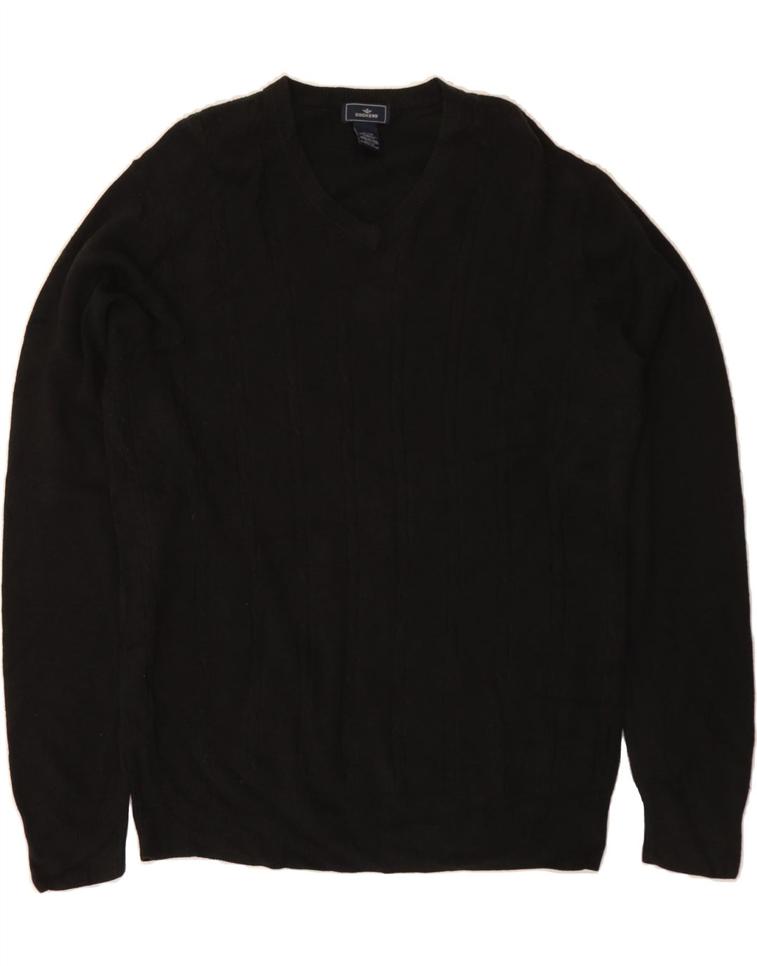 DOCKERS Mens V-Neck Jumper Sweater XL Black Acrylic Vintage Dockers and Second-Hand Dockers from Messina Hembry 