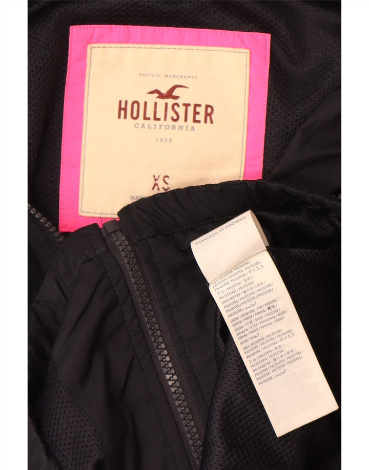 Jaqueta de chuva com capuz feminina Hollister UK 6 XS poliéster preto
