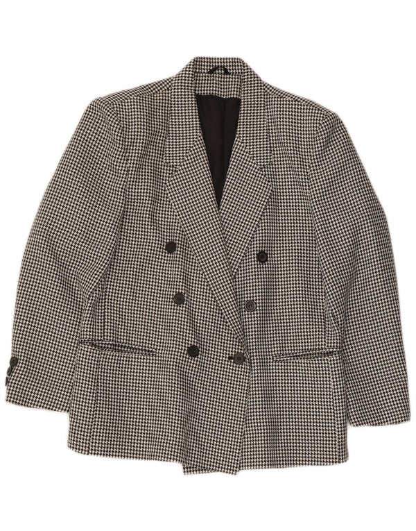Jaqueta blazer feminina CLASSIC com peito duplo Reino Unido 14 grande preto Houndstooth