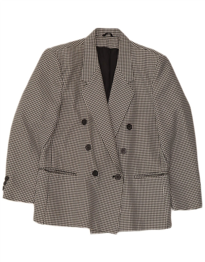 Jaqueta blazer feminina CLASSIC com peito duplo Reino Unido 14 grande preto Houndstooth