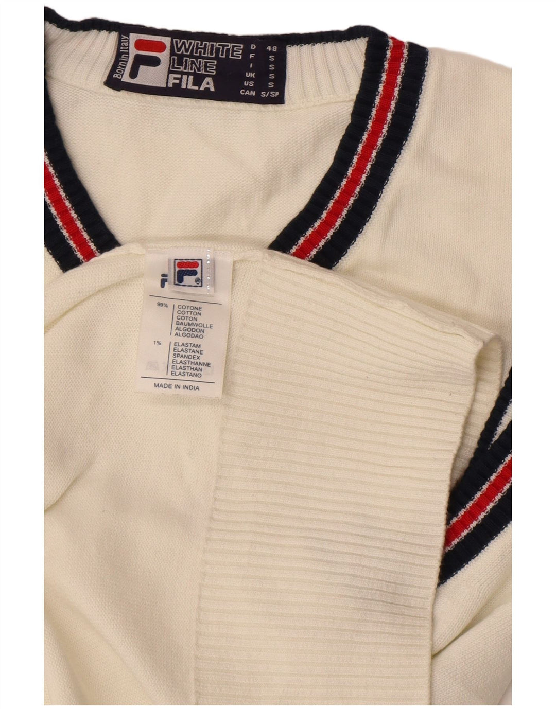 Fila Mens Vest Tank Top Pequeno Algodão Branco