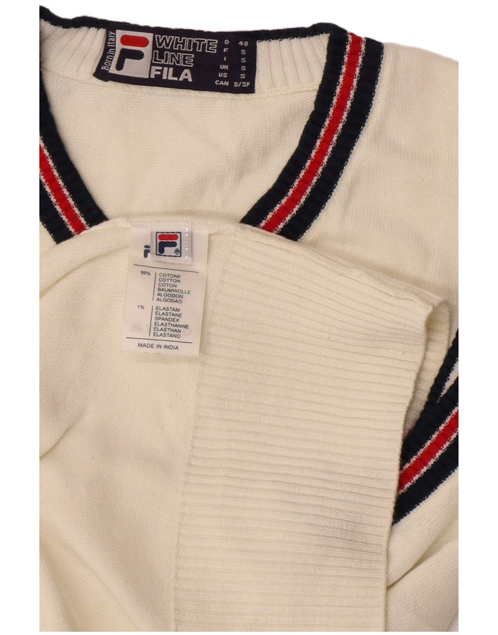 Fila Mens Vest Tank Top Pequeno Algodão Branco