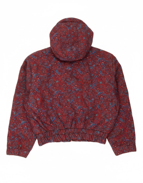 oltre Jaqueta bomber feminina com capuz e grandes dimensões UK 10 Small Red Paisley