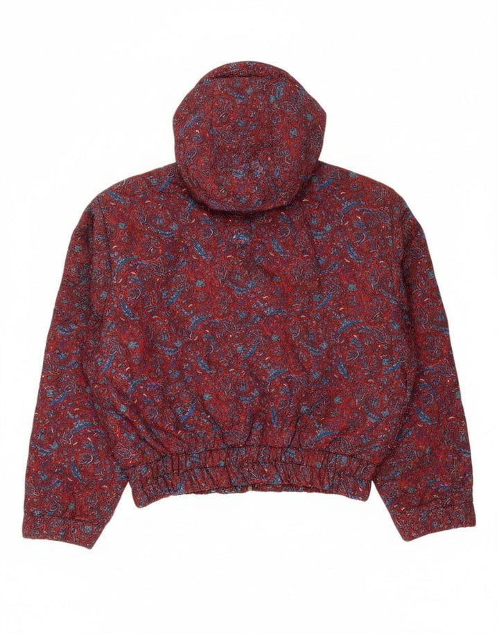 oltre Jaqueta bomber feminina com capuz e grandes dimensões UK 10 Small Red Paisley