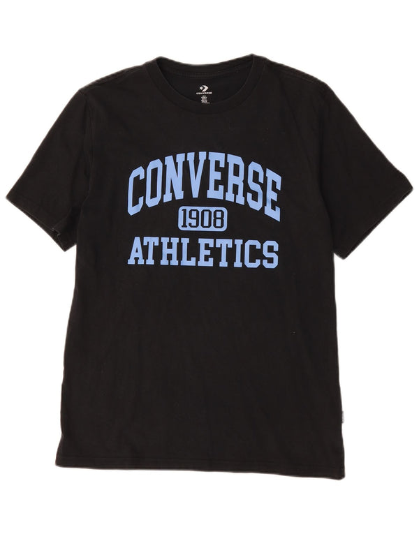 Converse Mens Graphic T-Shirt Top Pequeno Algodão Preto