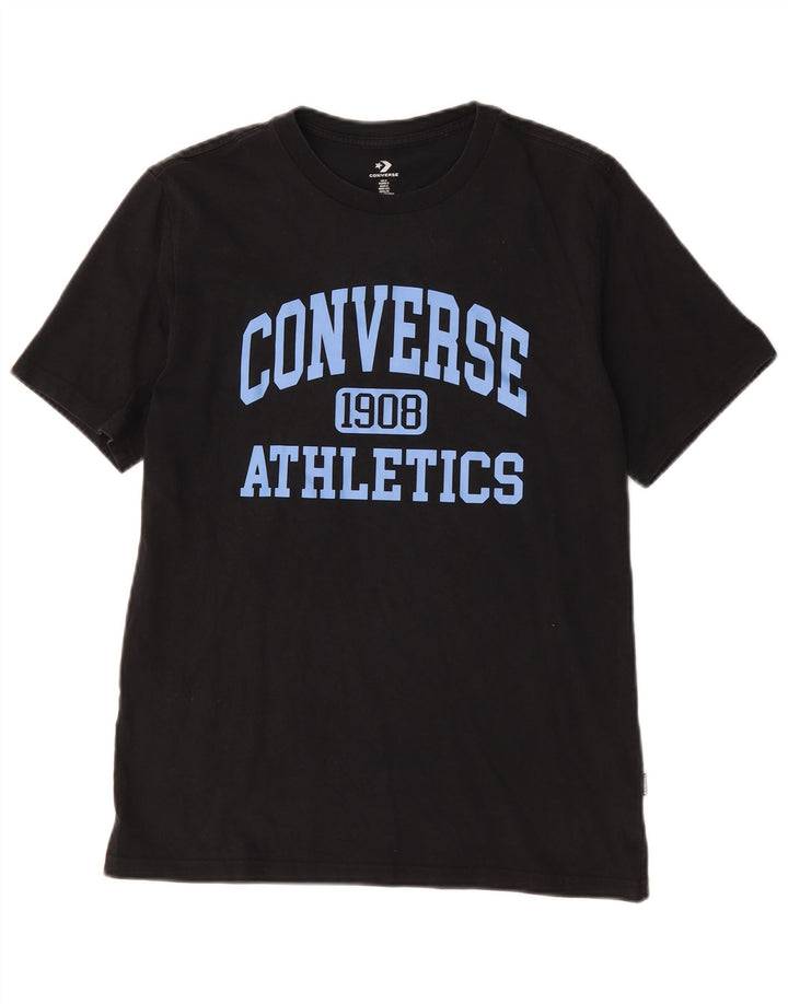 Converse Mens Graphic T-Shirt Top Pequeno Algodão Preto