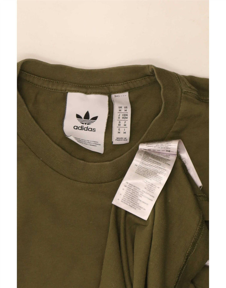 Adidas Mens Camiseta Top Médio Algodão Cáqui