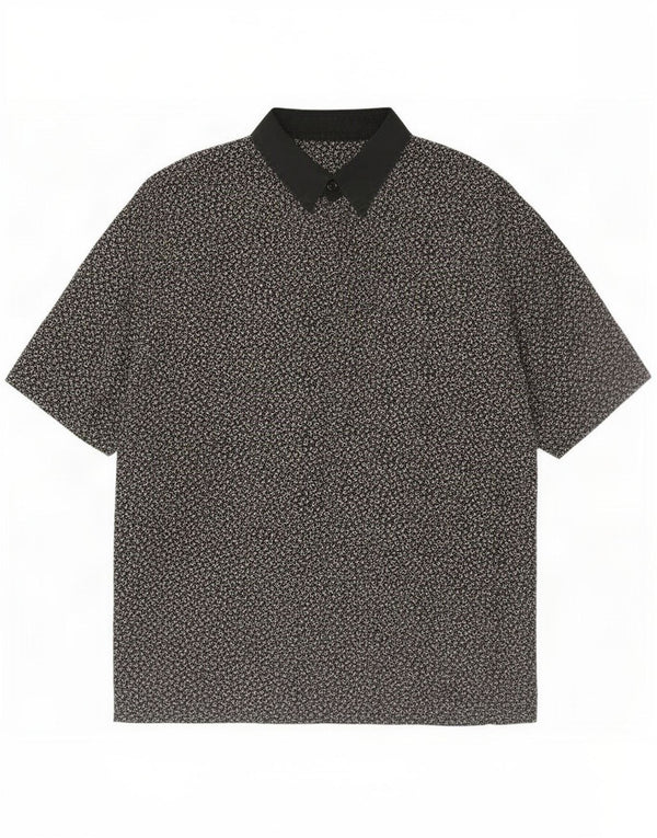 Camisa feminina de manga curta Please UK 18 XL preta geométrica