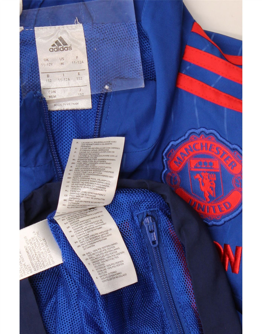 ADIDAS Meninos Manchester United Tracksuit Top Jacket 11-12 Anos Azul