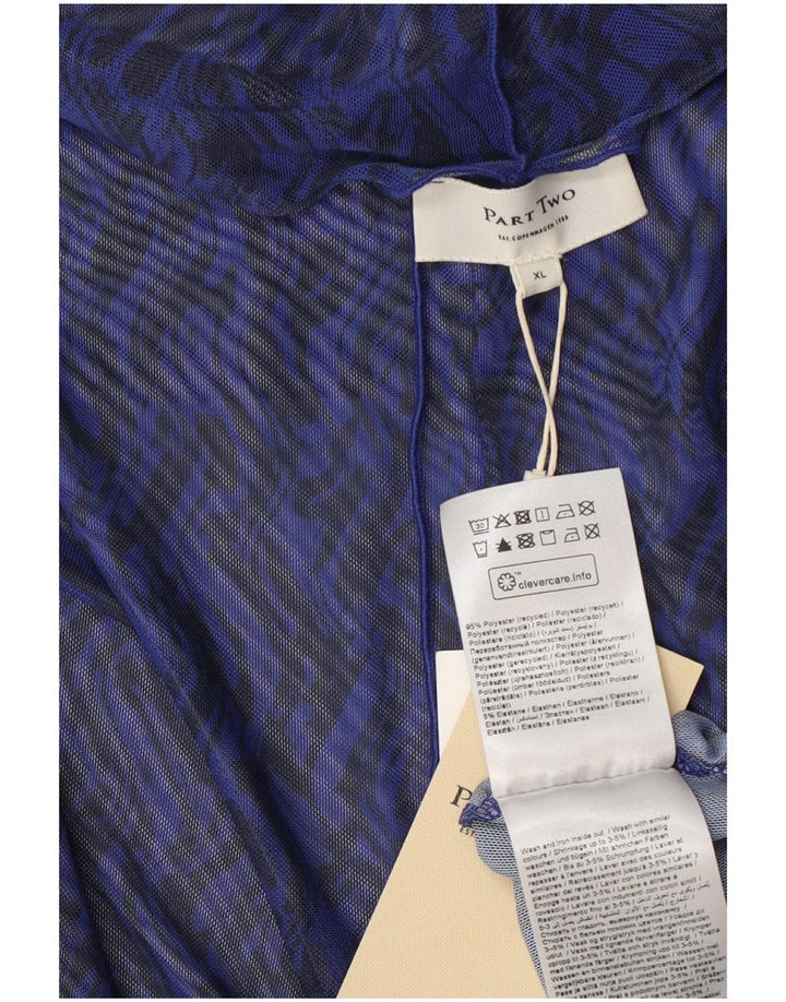 Parte Dois Manga Longa Feminina Transparente Top UK 18 XL Azul Chevron Poliéster