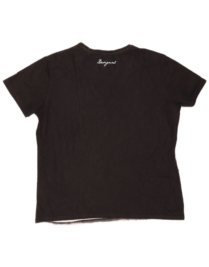 Camiseta gráfica masculina DESIGUAL Top 2XL algodão colorblock cinza