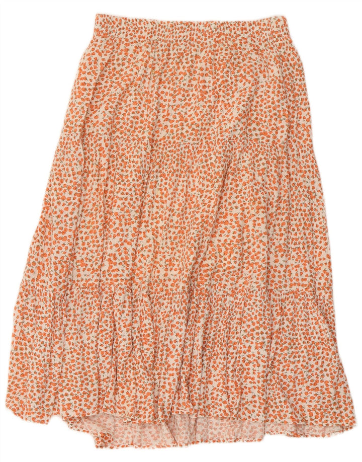 FRENCH CONNECTION Saia feminina evasê US 8 médio W30 laranja floral