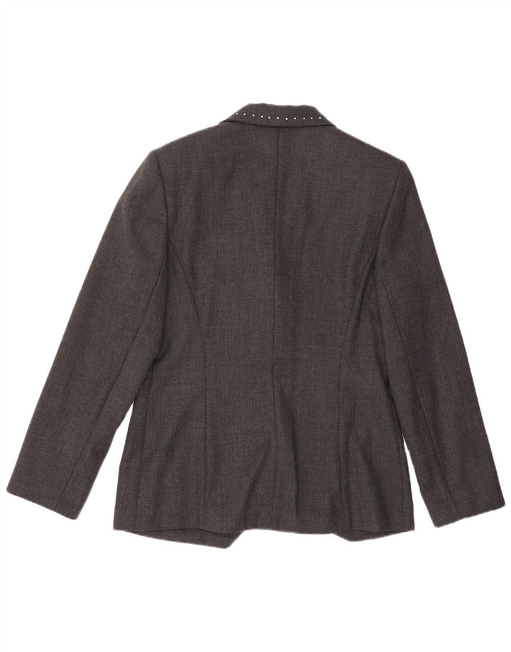 Jaqueta blazer aberta feminina Pancaldi & B IT 46 grande lã virgem cinza