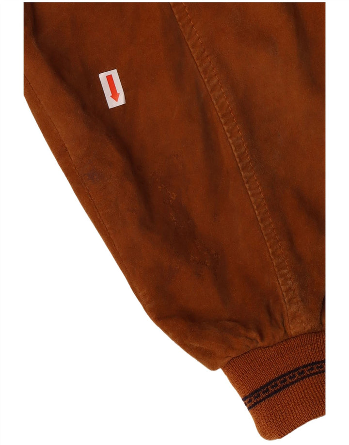 Jaqueta bomber masculina VINTAGE de camurça IT 50 grande couro marrom