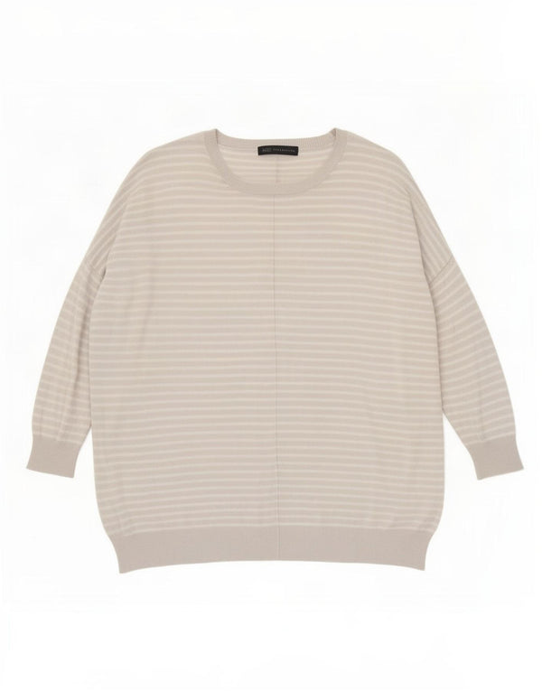 Suéter feminino Marks & Spencer com ajuste solto e gola canoa Reino Unido 12 cinza médio