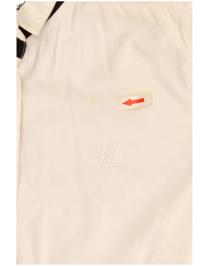 Camisa feminina FRED PERRY UK 12 médio algodão branco
