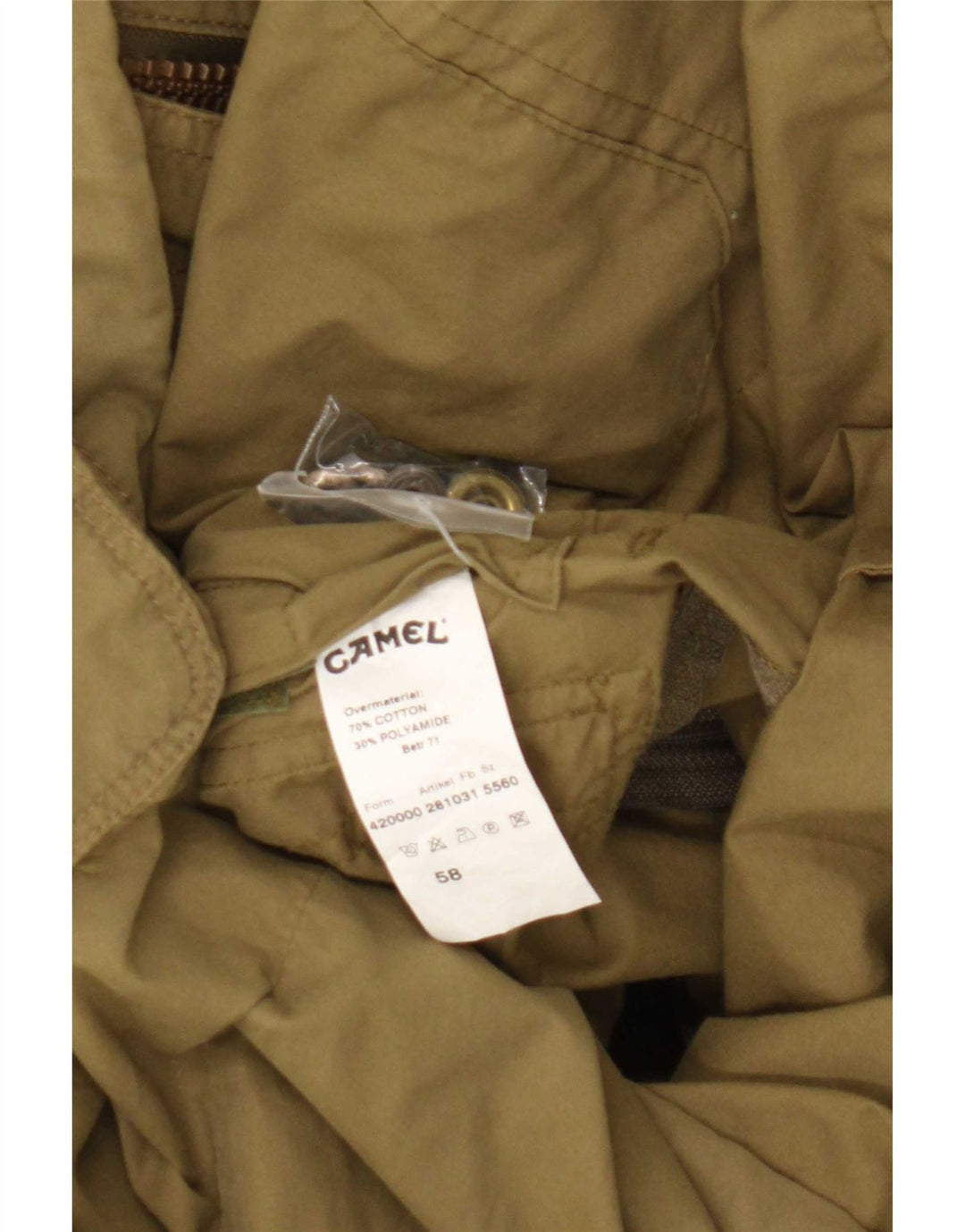 Jaqueta utilitária masculina Camel Active com capuz EU 58 2XL algodão cáqui