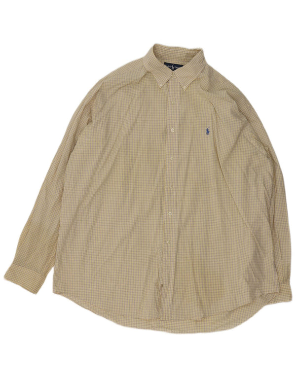 Camisa masculina Ralph Lauren Blake Loose Fit 2XL algodão xadrez amarelo