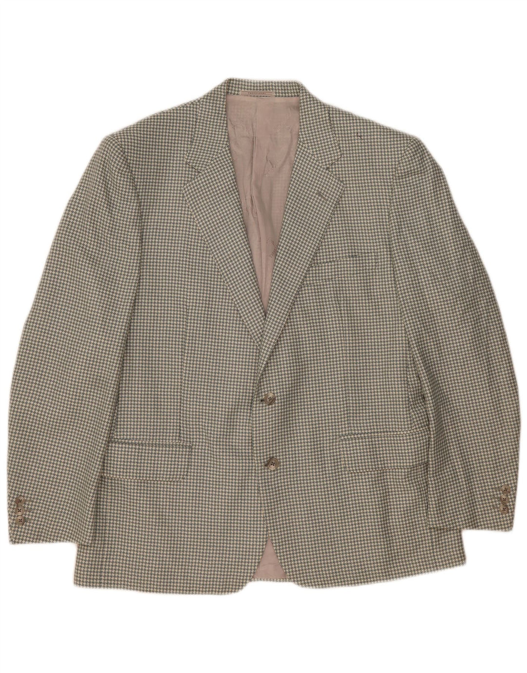 Jaqueta blazer masculina Trussardi com 2 botões UK 40 grande cinza houndstooth lã
