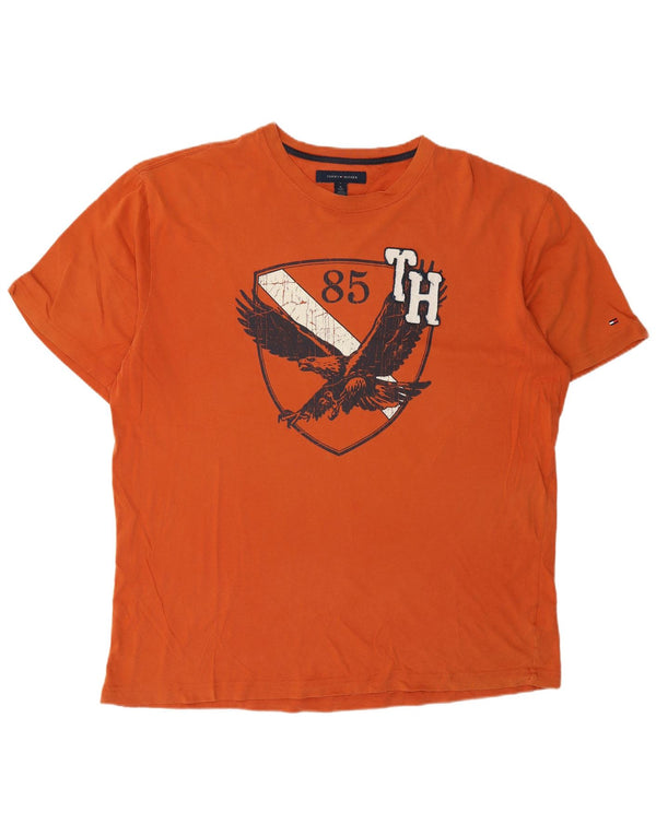Tommy Hilfiger Camiseta masculina gráfica Top XL Laranja Algodão