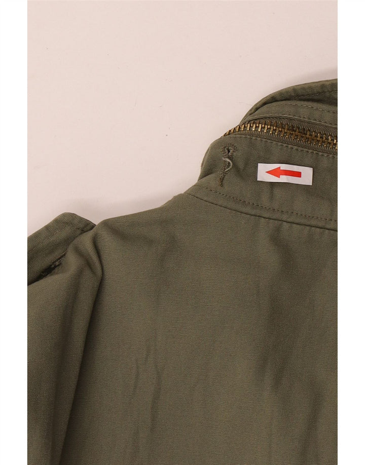 Jaqueta militar masculina VINTAGE Reino Unido 38 algodão cáqui médio