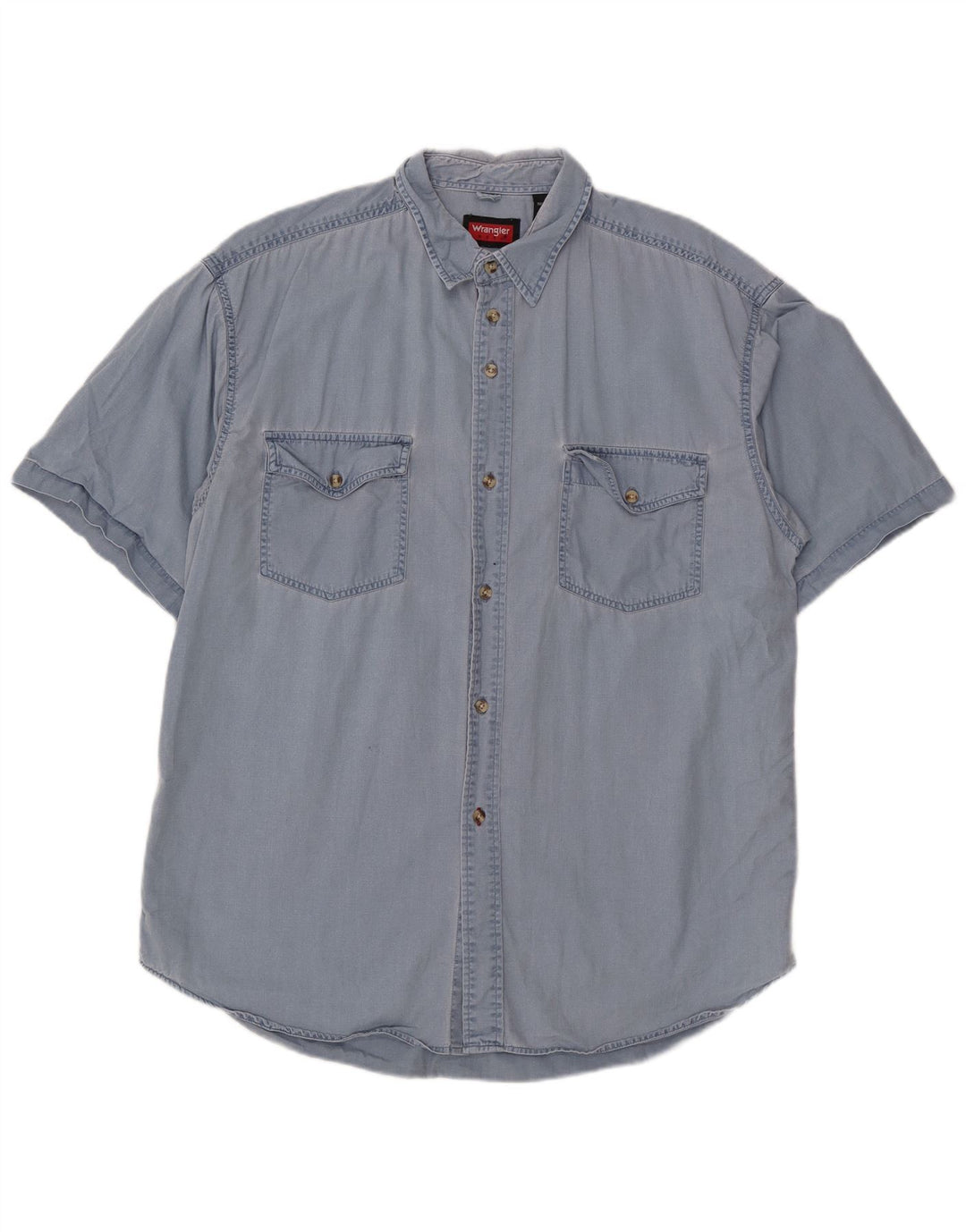Wrangler Camisa masculina de manga curta grande algodão azul