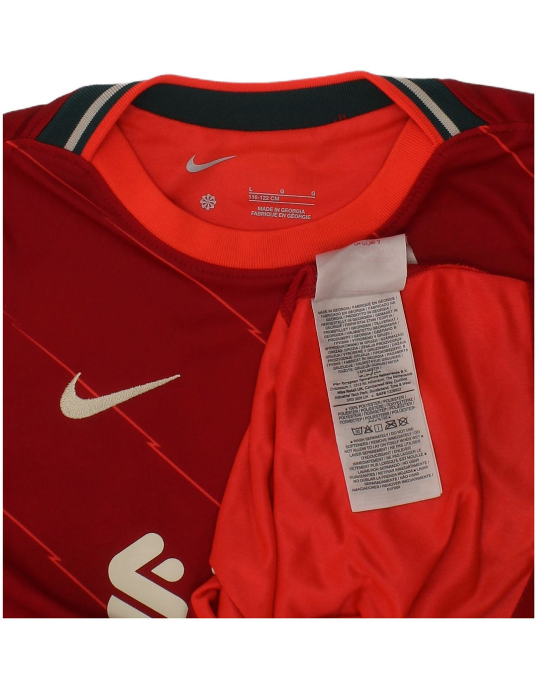 Camiseta Nike Boys Liverpool Graphic Top 6-7 anos grande poliéster vermelho