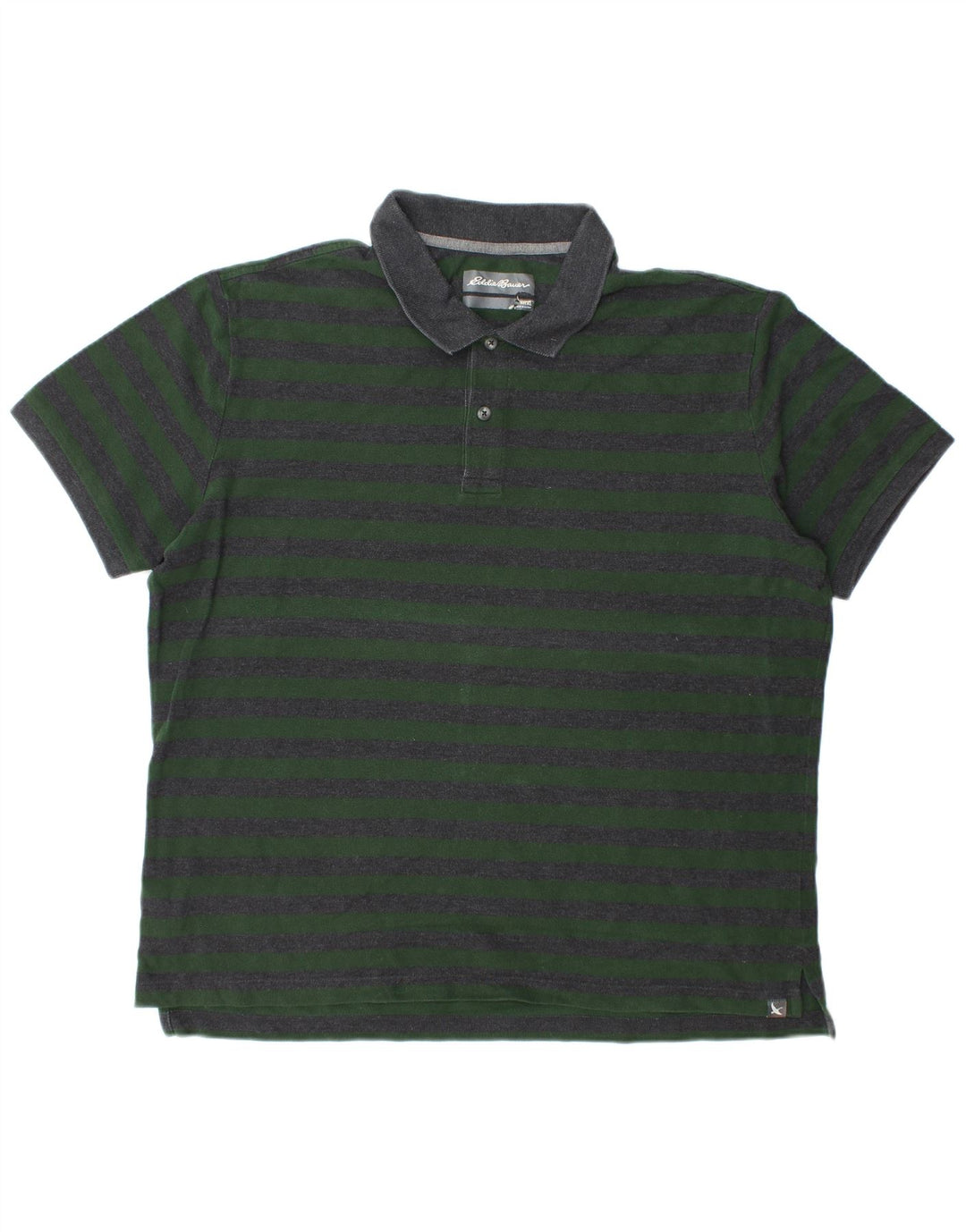 EDDIE BAUER Camisa polo masculina XL algodão listrado verde