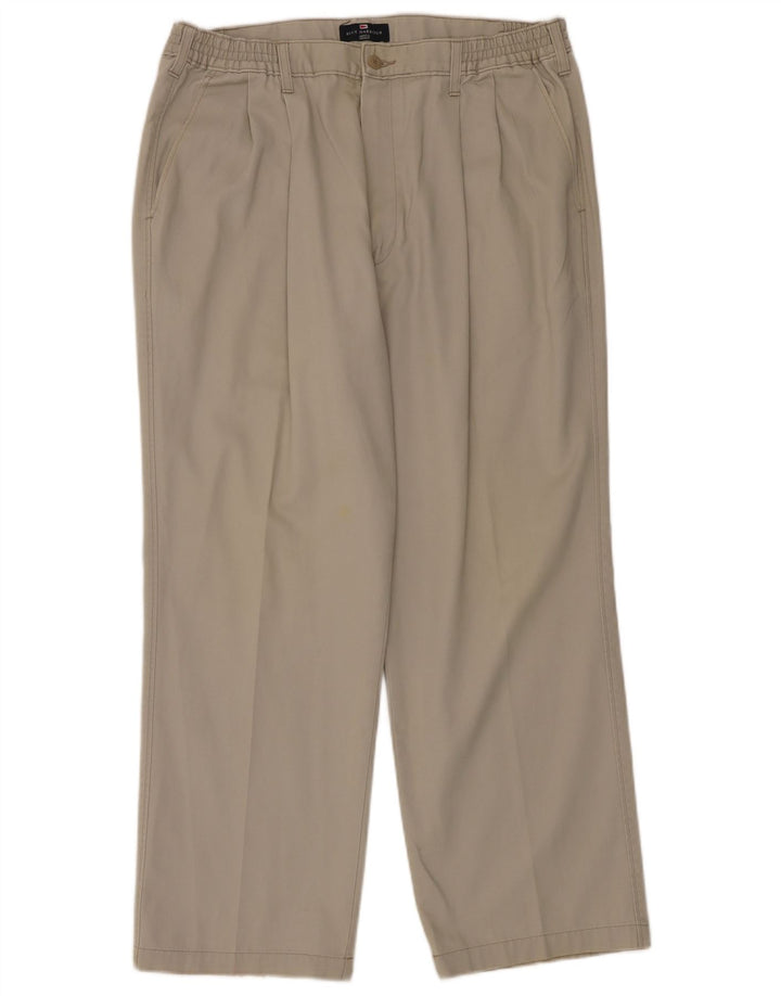 Calça chino masculina Marks & Spencer azul Harbour Pegged W38 L29 bege