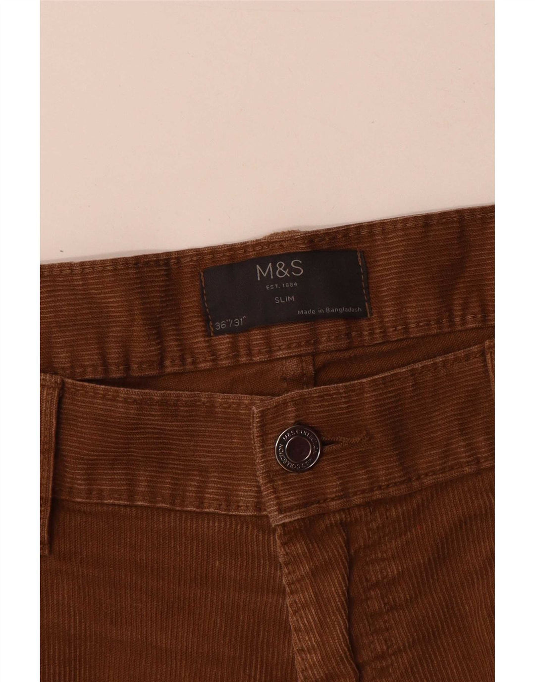 Shorts masculinos de veludo cotelê Marks & Spencer W36 grande marrom