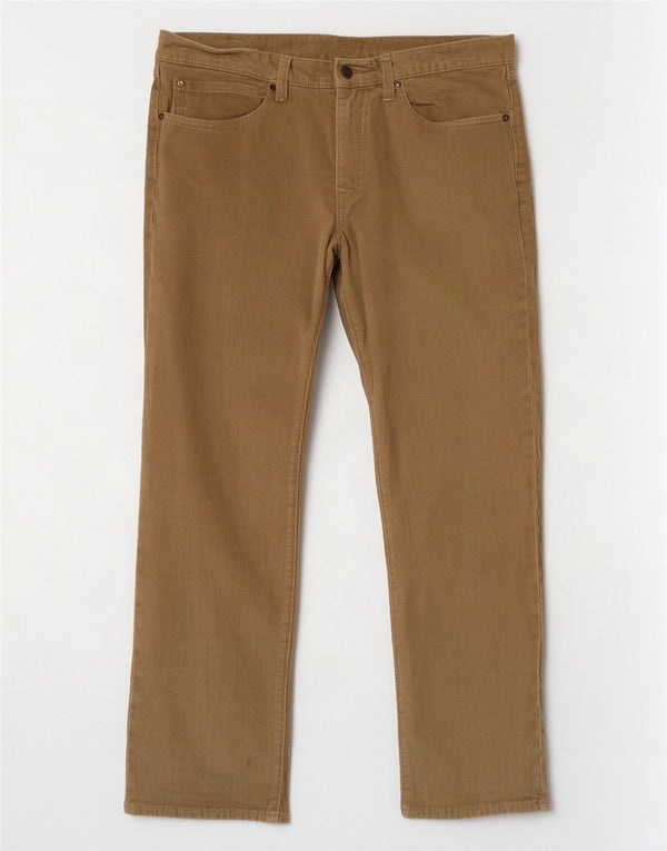 Calça masculina reta de veludo cotelê Levi's W34 L29 algodão bege