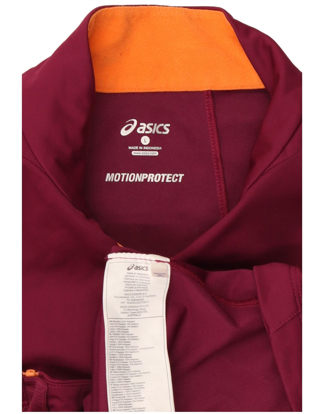 Asics Womens Tracksuit Top Jacket UK 16 Grande Borgonha Poliéster