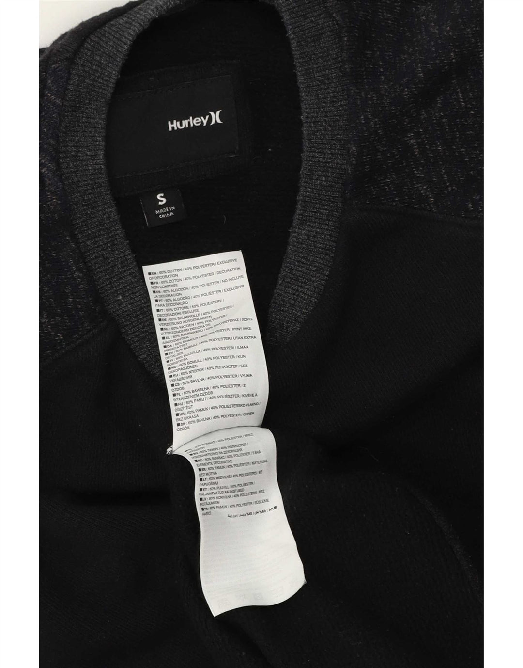 Hurley moletom masculino jumper pequeno algodão manchado azul marinho