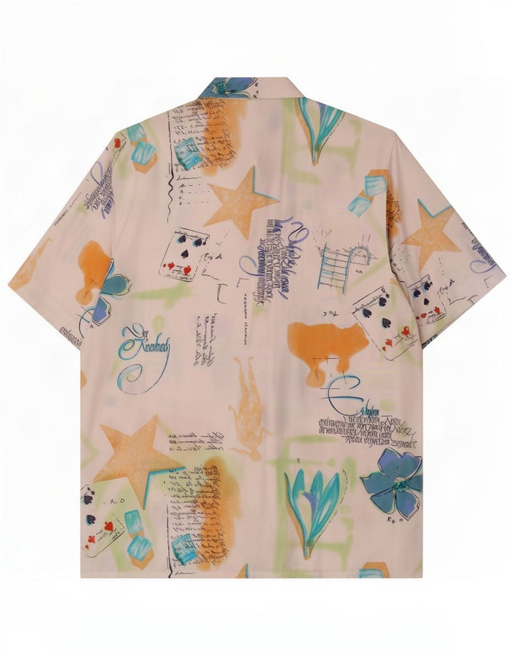 Yorn Camisa feminina oversized com padrão abstrato UE 36 pequena multicolorida