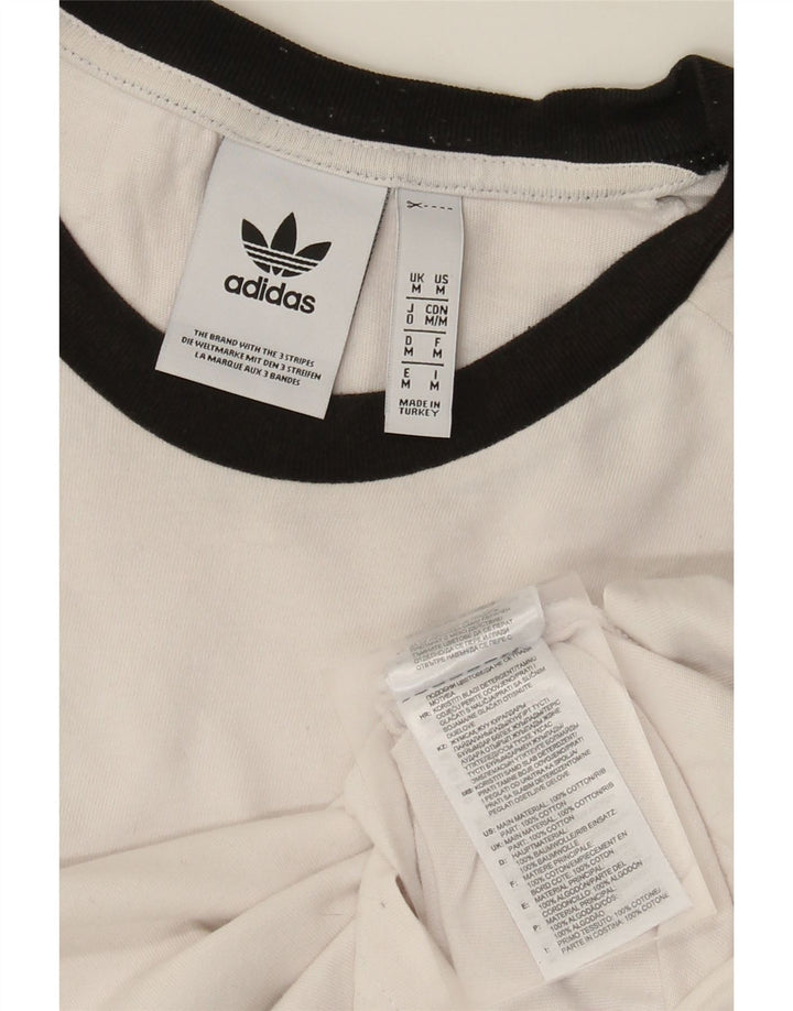 Adidas Mens Camiseta Top Médio Algodão Branco