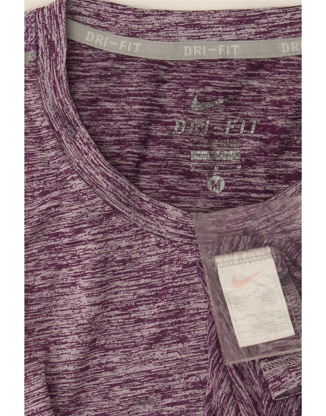 Camiseta feminina Nike Dri Fit Top UK 12 poliéster manchado roxo médio