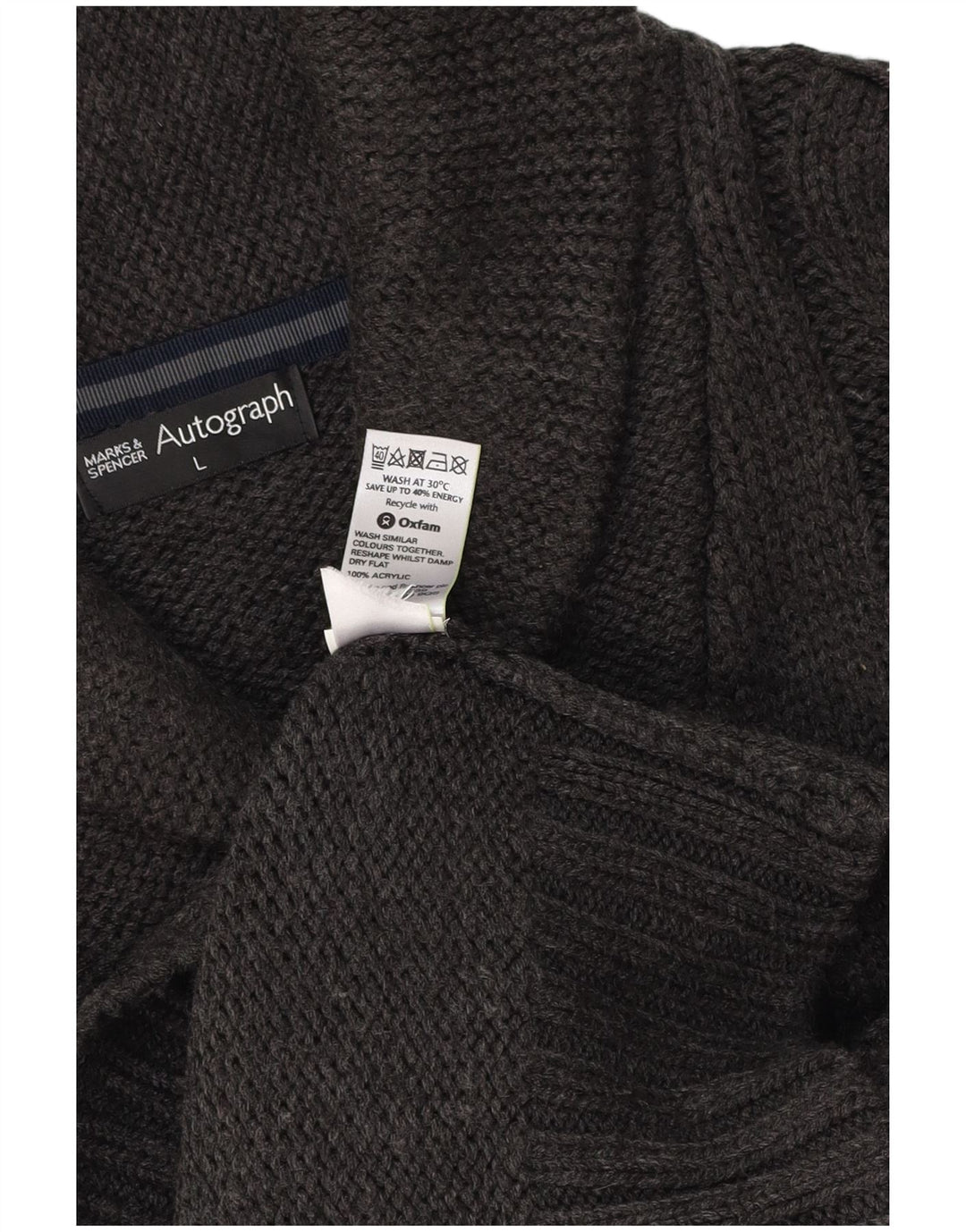 MARKS & SPENCER Suéter masculino autograph com gola xale grande cinza